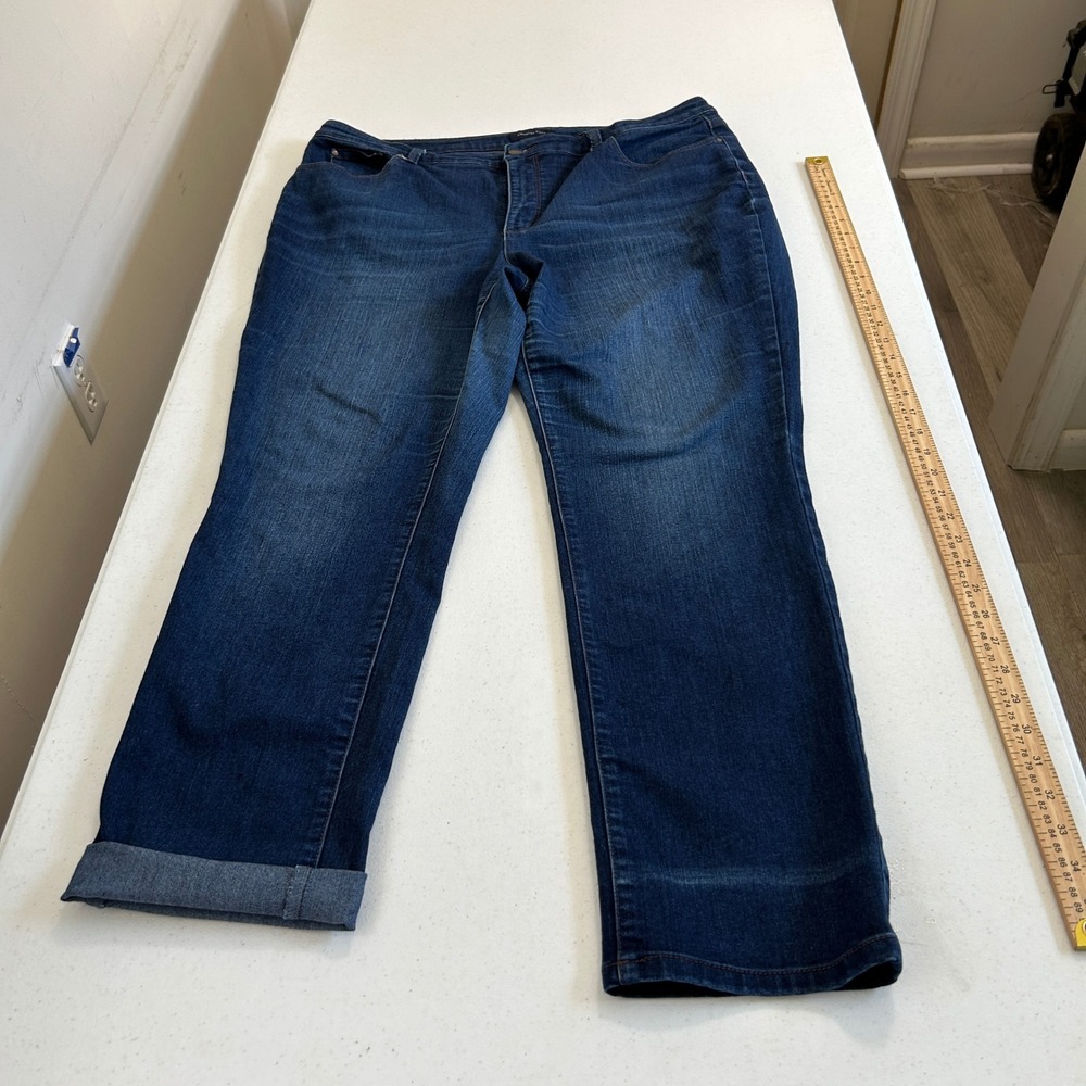 Charter Club Lexington Straight Leg Jeans Dark Wash Blue Denim Womens Size 18